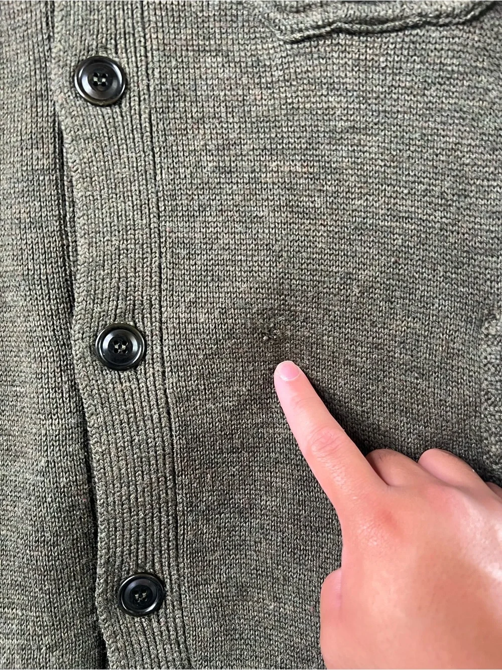 J.Crew Chunky Military Style 100% Wool Olive Green Cardigan Men’s Size L Preppy